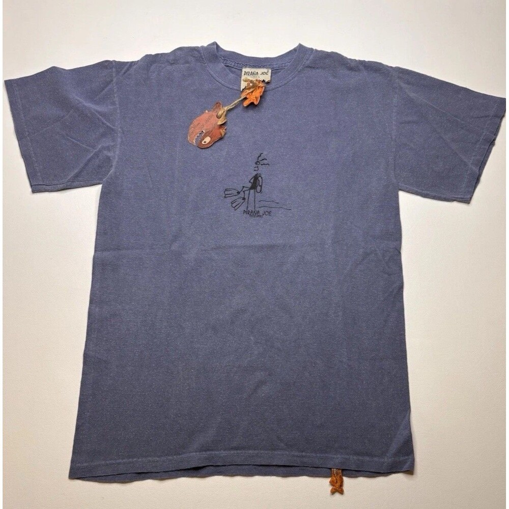 NWT PIRANA JOE Cozumel, Mexico Shirt Woman Size Small Blue COTTON Dangling Tag